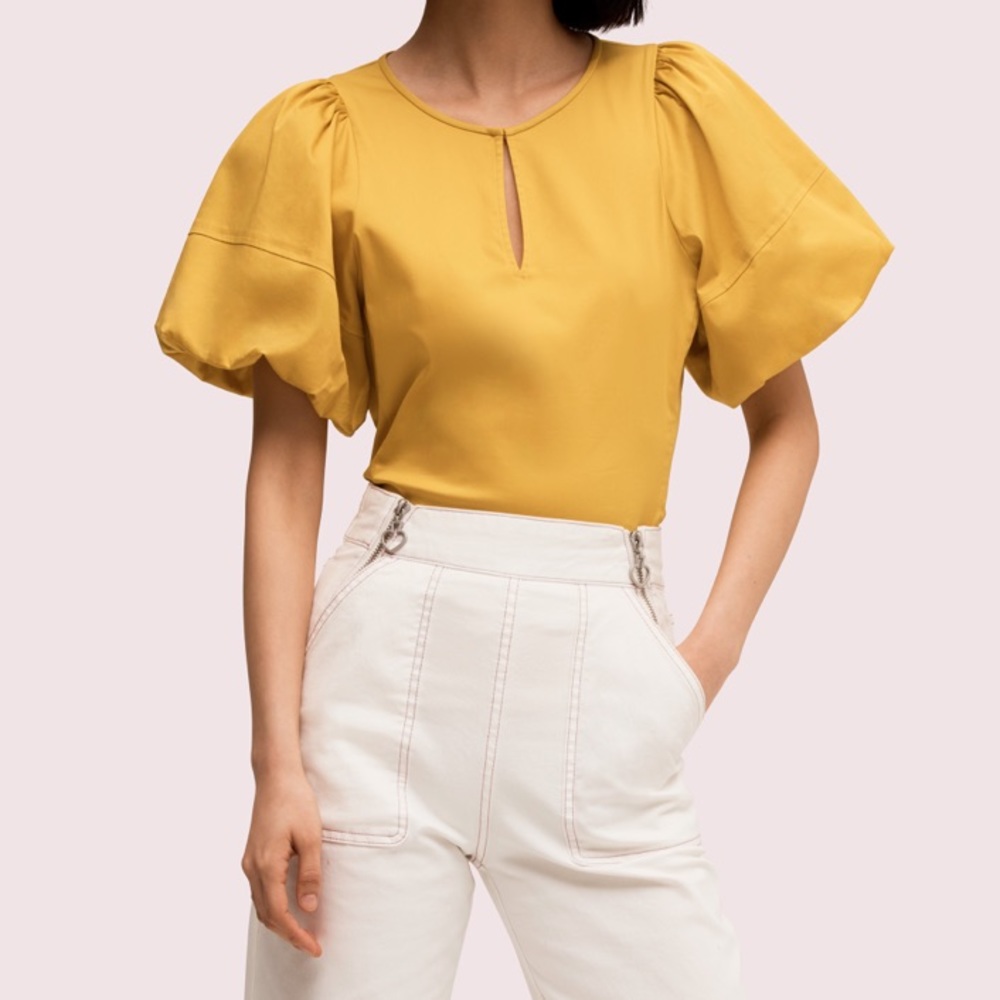 Kate Spade Puff Sleeve Poplin Blouse